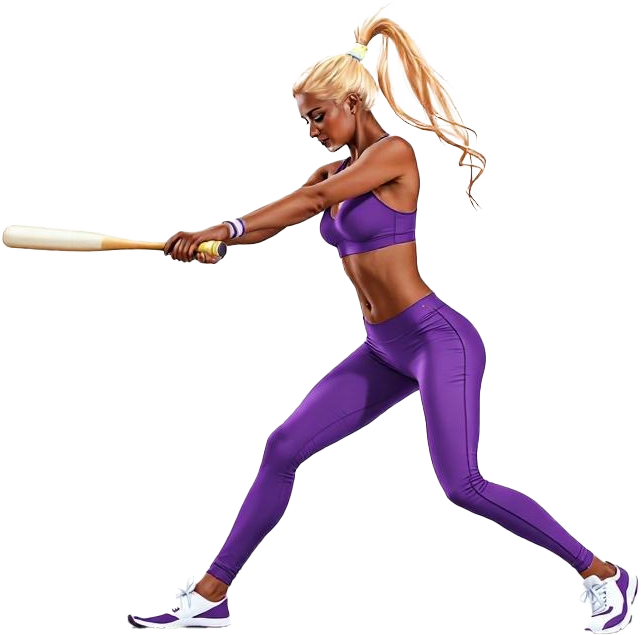 Squirrel Girl In Pussy Juice Colors Swinging a Softball Bat at the Over The Line Tournament